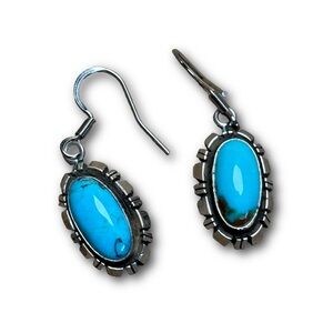 Vintage Navajo Sterling Silver Turquoise Dangle Earrings